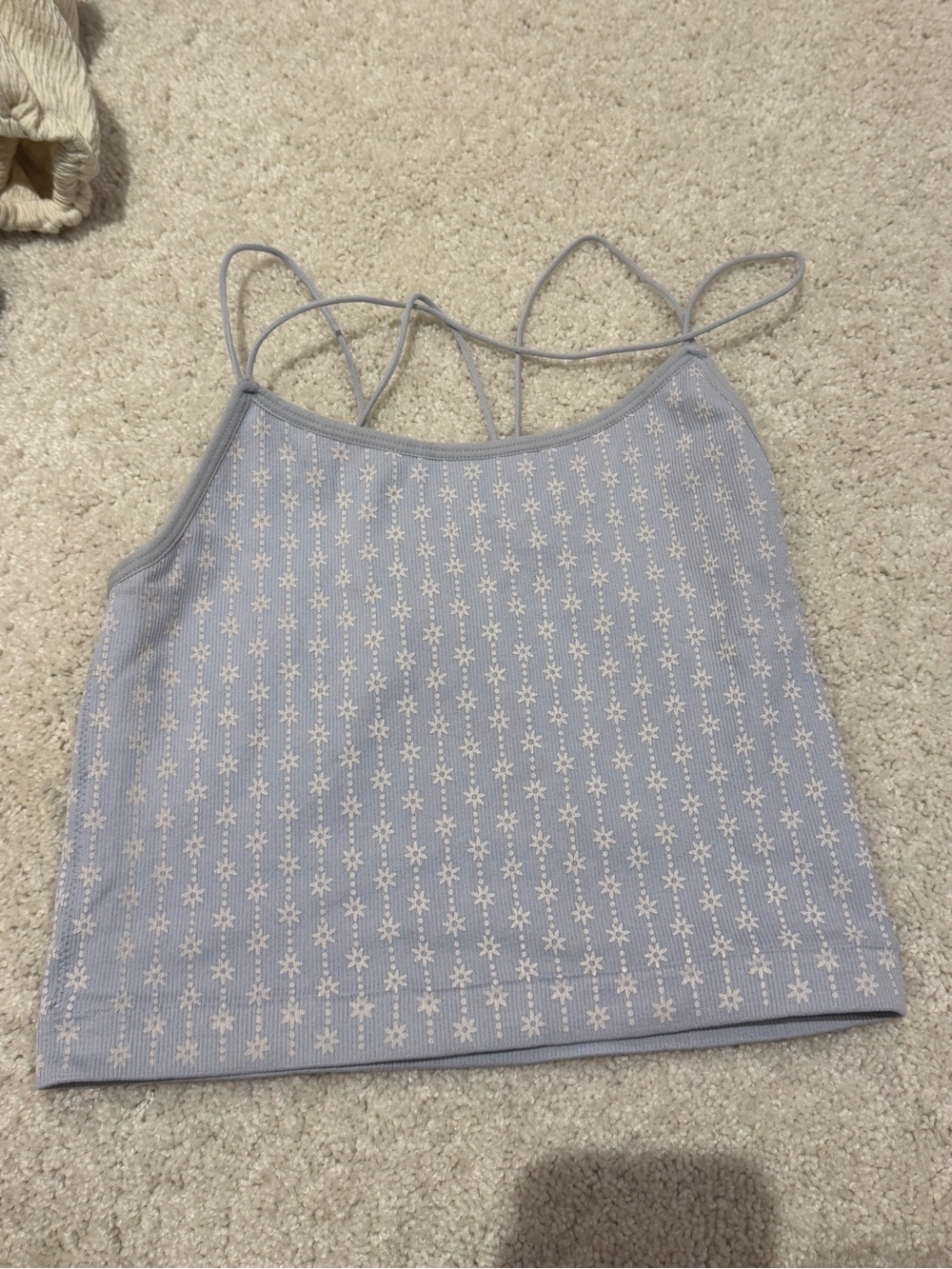 Macy's Light Lavender Floral Ribbed Cami with Strappy Back